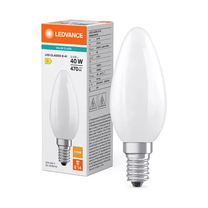 Osram LED Classic B 40 Filament P 3.4W 827 Frosted E14 LED Lampe, Kerzenform, Warmweiß