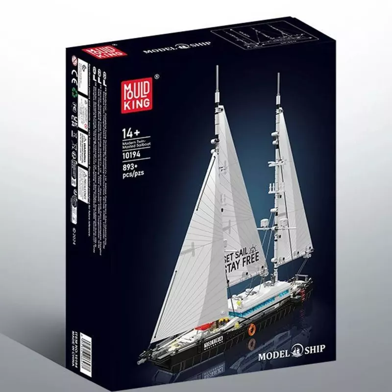 MOULD KING Modernes Zweimast-Segelboot Bauklötze-Set (893 Teile)