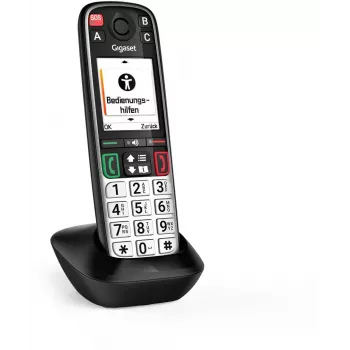 Gigaset EASY 500HX Analog/DECT Festnetztelefon mit Rufnummernanzeige Schwarz, Silber