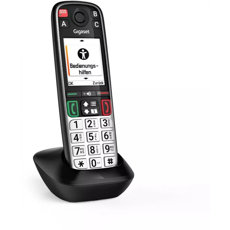 Gigaset EASY 500HX Analog/DECT Festnetztelefon mit Rufnummernanzeige Schwarz, Silber