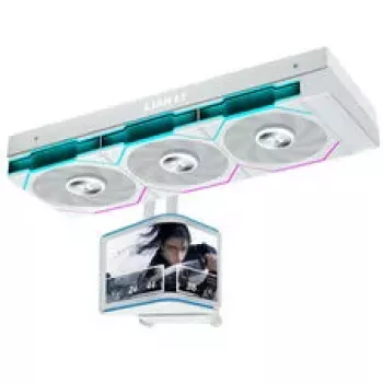 Lian Li HydroShift II OLED Curved 360 UNI FAN TL AIO Flüssigkeits-CPU-Kühler, 360mm Radiator, OLED-Display, TL-FLEX Lüfter - Weiß