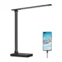 Lepro 310004 Schreibtischlampe (Schwarz) - LED Touch-Steuerung mit USB-Ladefunktion, 10W, 400 Lumen, 5 Farbtemperaturen, 7 Helligkeitsstufen, 60-Minuten-Timer, augenschonend und flimmerfrei