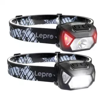 LEPRO 320014-2 Set von 2 Stirnlampen, je 2000 Lumen, wiederaufladbar, USB-C, IPX4