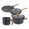 Westinghouse WCCS008506AMBB 6-teiliges Kochgeschirr-Set aus geschmiedetem Aluminium mit Antihaftbeschichtung, induktionsgeeignet, Schwarz/Grau