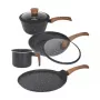 Westinghouse WCCS008506AMBB 6-teiliges Kochgeschirr-Set aus geschmiedetem Aluminium mit Antihaftbeschichtung, induktionsgeeignet, Schwarz/Grau
