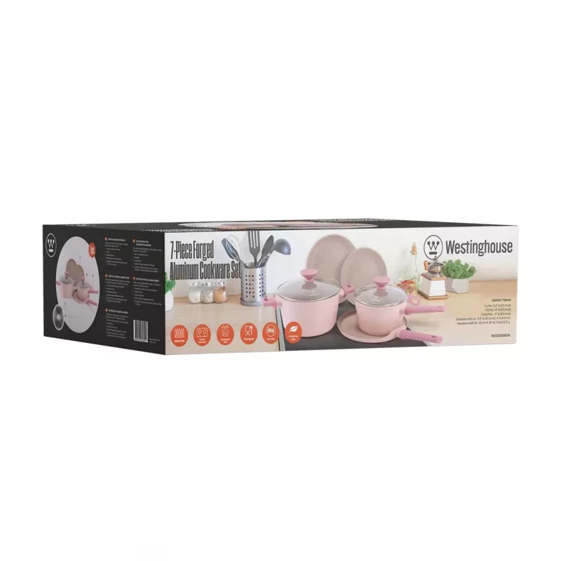 Westinghouse WCCS202607A 7-teiliges Kochgeschirr-Set aus geschmiedetem Aluminium, Schwarz/Grau, induktionsgeeignet