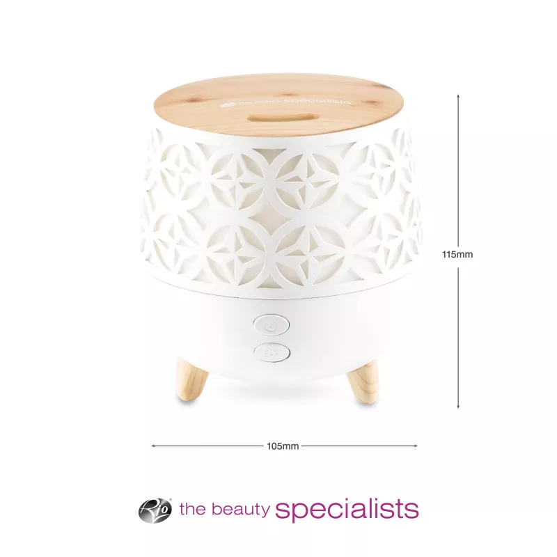 RIO DHTA-EU/1,2 TALIA Ultraschall-Aromaöl-Diffuser, 100 ml, Weiß mit Holzmaserungsbasis