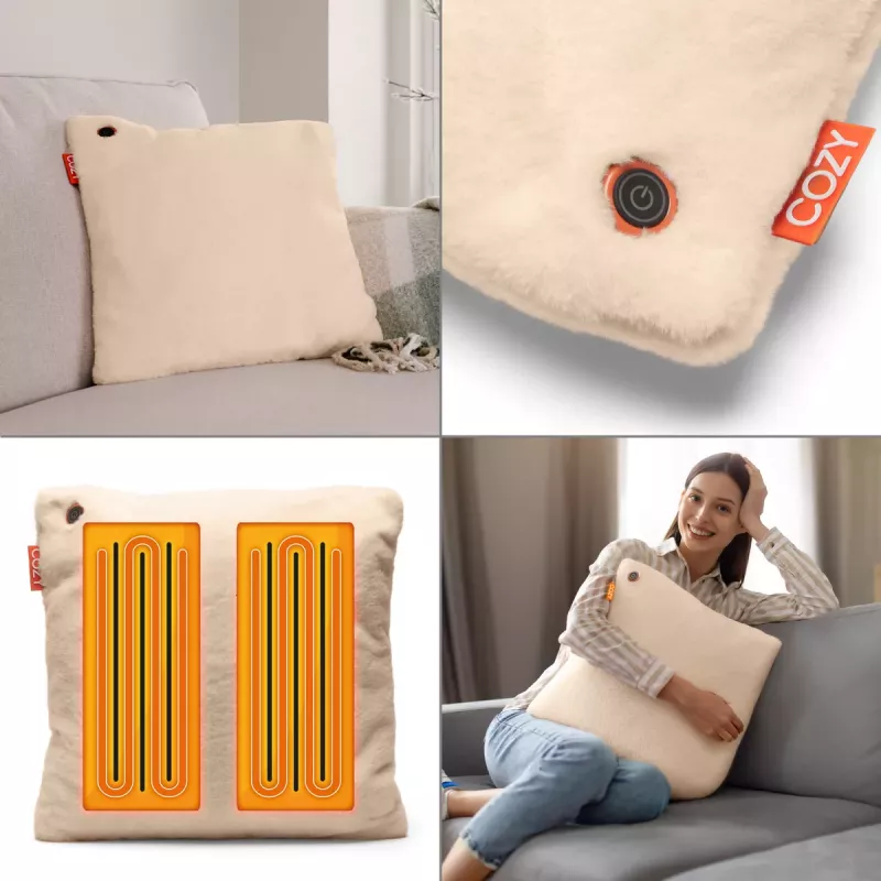 Bodi-Tek BT-CSHT2-F-BG-PB10 COZY Una Heated Comfort Cushion & Power Bank 10000 mAh, Beige