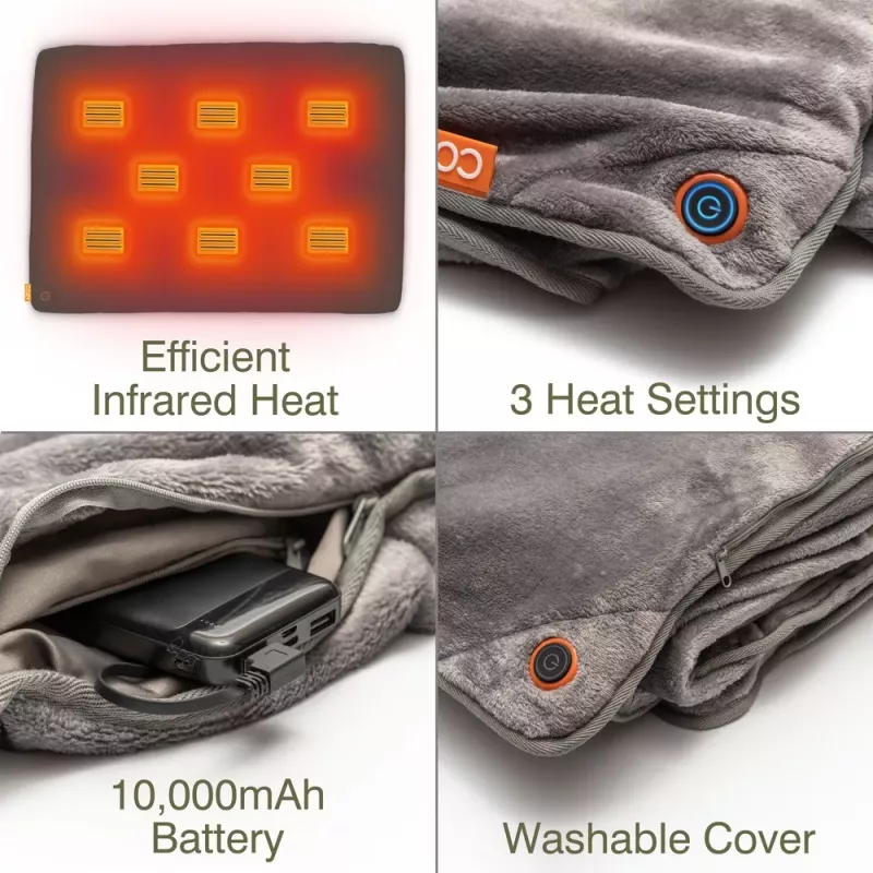 Bodi-Tek BT-BLHT-EU/1.0 COZY Snuggle Blanket Heated Throw 130 x 160 cm, Grau