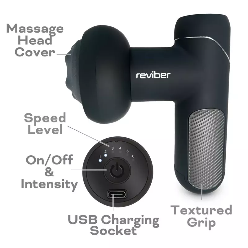 Reviber RV-MABS-EU/1,0 Shiatsu-Muskelmassagegerät mit Infrarotwärme, 8 Knoten, 3 Geschwindigkeiten, Schwarz