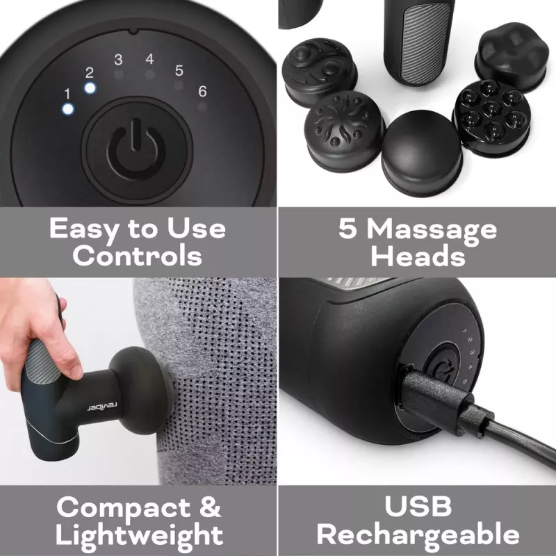 Reviber RV-MABS-EU/1,0 Shiatsu-Muskelmassagegerät mit Infrarotwärme, 8 Knoten, 3 Geschwindigkeiten, Schwarz
