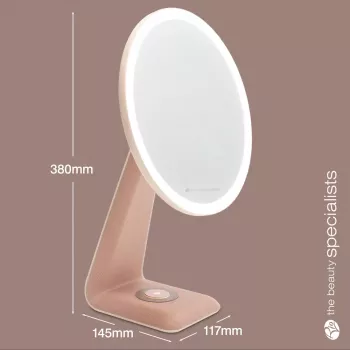 RIO MMDL-EU/1,0 High Performance Make Up Spiegel - Doppelseitig 1x/5x Vergrößerung, LED Tageslicht, dimmbarer Touch-Sensor, Chrom
