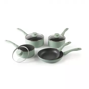 Progress BW14255G Neutrals 5-teiliger Pfannenset – Geschmiedetes Aluminium, Stein-Effekt Antihaft, Induktionsgeeignet
