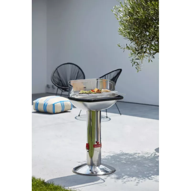 Barbecook Loewy 55 SST Holzkohlegrill, 59,8 x 35,4 x 101 cm, Edelstahlrost, Schwarz