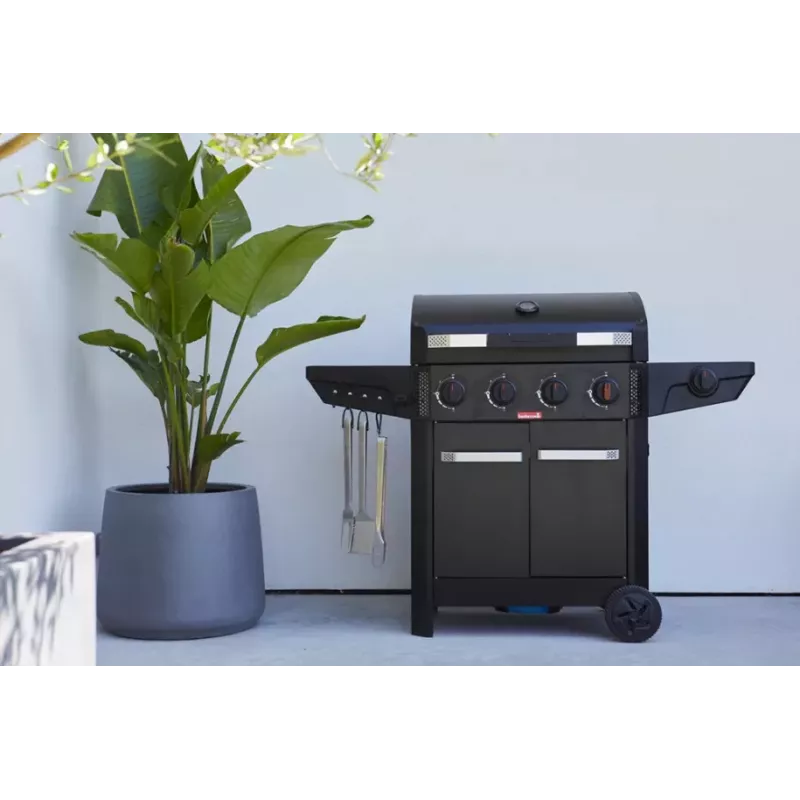 Barbecook Gasgrill Luca 412 mit Unterschrank und Seitenbrenner, 145,4 x 60,3 x 112,3 cm, Schwarz