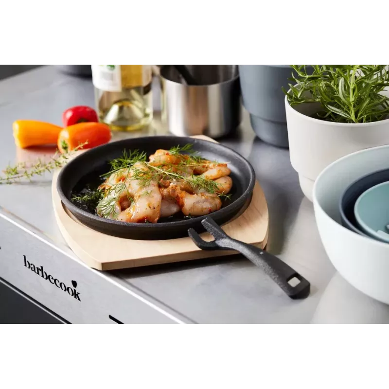 Barbecook Grillpfanne aus Gusseisen mit Bambus-Untersetzer (2 Stück) BC-ACC-7420