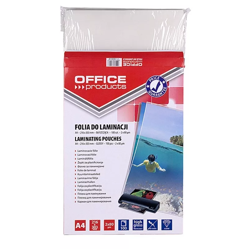 PBS CONNECT OFFICE PRODUCTS Laminierfolie A4 2x80 Mikron glänzend 100 Blatt transparent