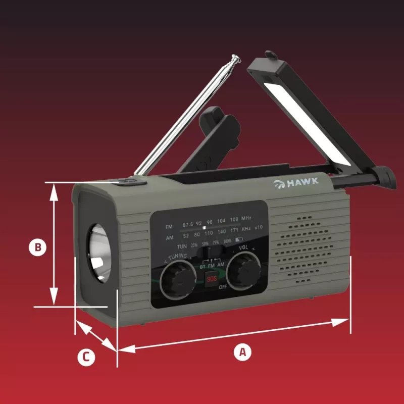Hawk HWRDI410GN Radio Solar Dynamo mit Taschenlampe