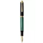 Pelikan Souverän M1000 Füllfederhalter, Schwarz, Goldbeschläge, grünes Tintenfenster, breite Feder, integrierter Kolbenfüller, beidhändig, Deutschland