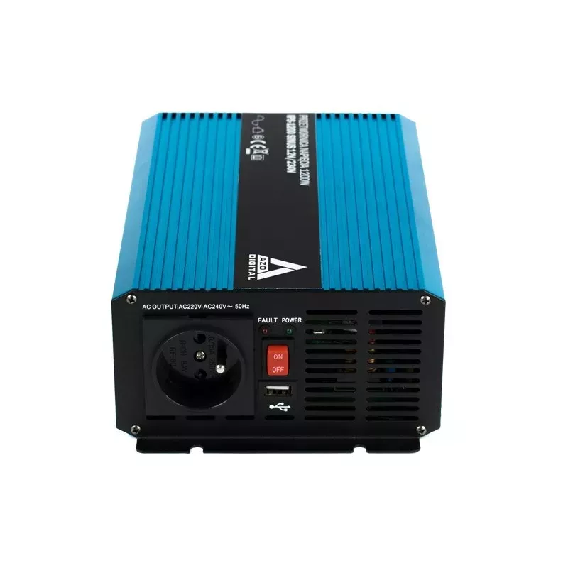 AZO Digital 12 VDC / 230 VAC Pure Sine Wave Power Inverter 1200W IPS-1200S