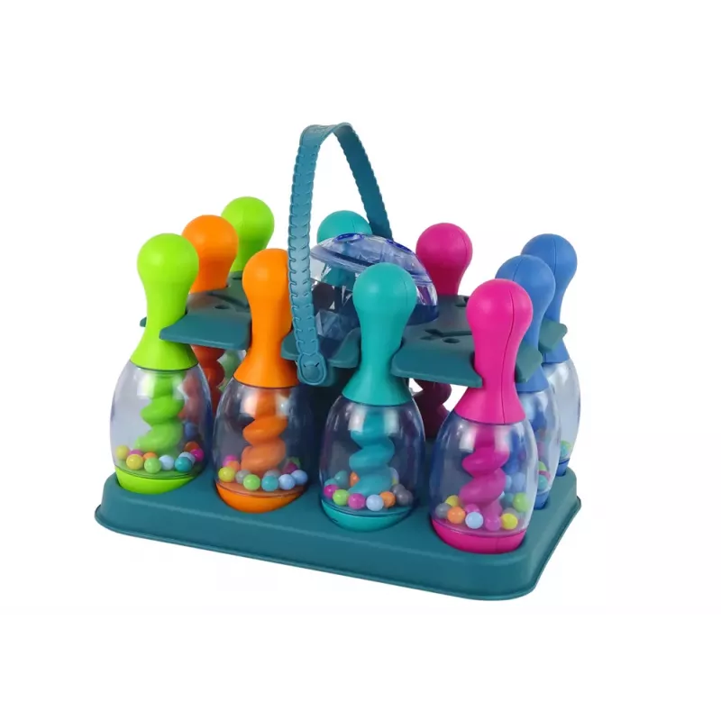 LEAN TOYS Geschicklichkeitsspiel Bowling mit Bällen und irisiertem Ballständer