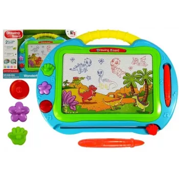 LEAN TOYS Magnetische Zeichentafel mit 3 Stempeln und Griffel