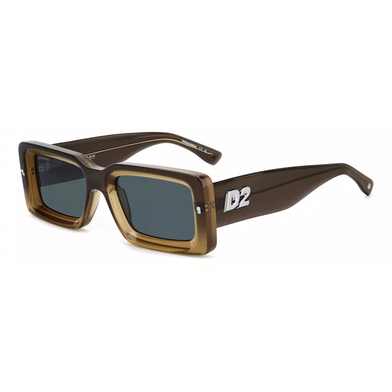 DSQUARED2 D2-0142-S-9EN Herren-Sonnenbrille - Schwarzer Acetatrahmen, graue Polycarbonatgläser, 52 mm