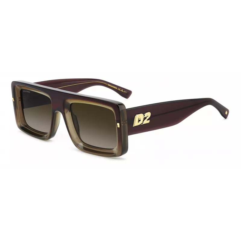 DSQUARED2 D2-0141-S-XL7 Herren Rechteckige Sonnenbrille Havana 53mm