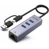 UNITEK USB-C Hub 4-in-1 Ethernet 3 x USB-A 5 Gbps mit USB-A Adapter