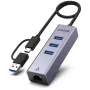 UNITEK USB-C Hub 4-in-1 Ethernet 3 x USB-A 5 Gbps mit USB-A Adapter