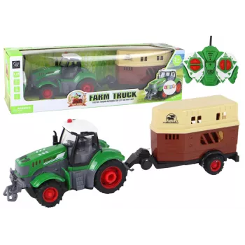 LEAN TOYS RC Traktor, ferngesteuerter Traktor, landwirtschaftliche Maschine, Anhänger, Fernsteuerung 1:24