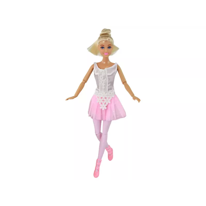 LEAN TOYS Kinderpuppe Anlily Ballerina Tänzerin Statuette Dutt Pinkes Kleid