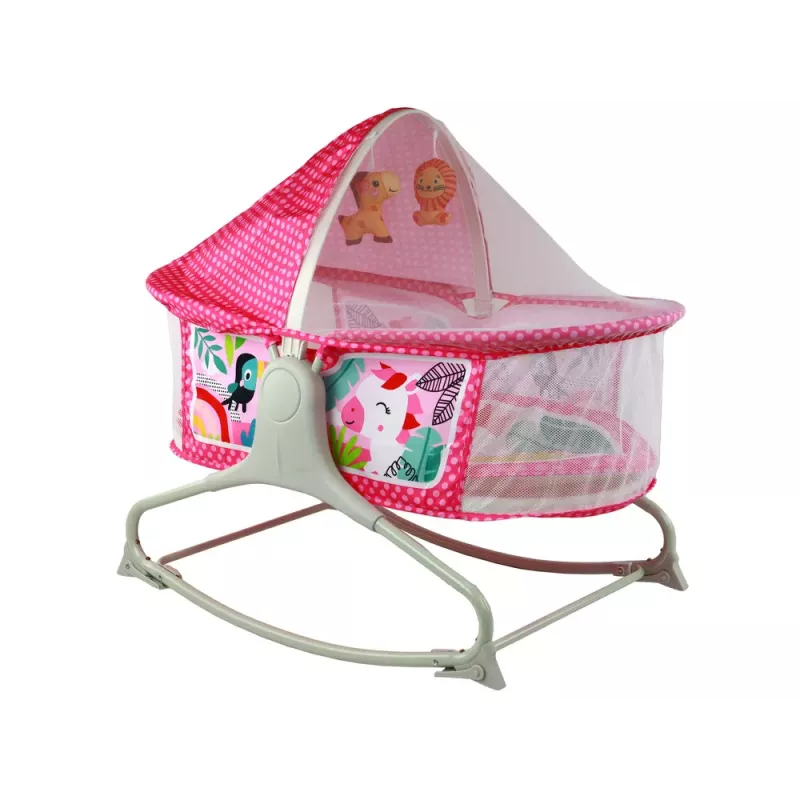LEAN TOYS Multifunktionale Bettwippe 2in1 Kinderunterlage Sounds Vibrationen Pink