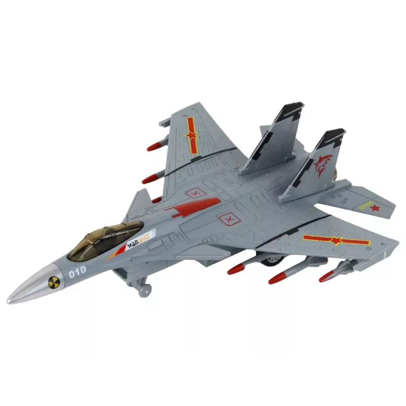 LEAN TOYS Flugzeugmodell mit Reibungsantrieb, Grau, Schwarz oder Gelb