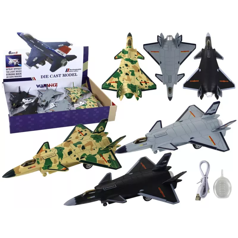 LEAN TOYS Akku-Modellflugzeug Reibungsantrieb Ladegerät Set mit 3 Typen