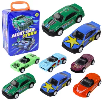LEAN TOYS Fahrzeug-Set mit Reibungsantrieb im Metallgehäuse