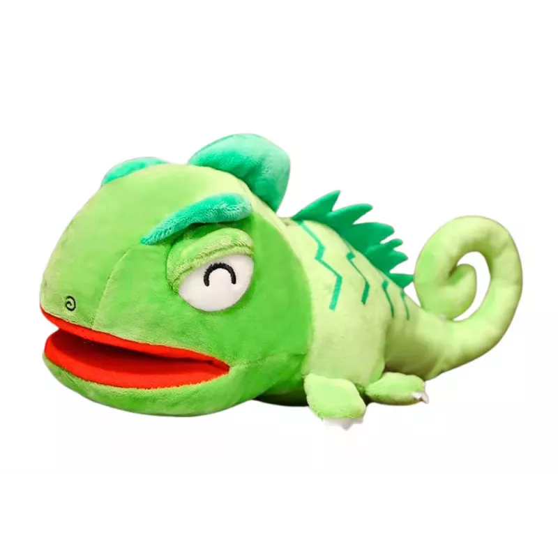 LEAN TOYS Plüsch-Grüner-Drachen-Maskottchen-Handpuppe 30 cm