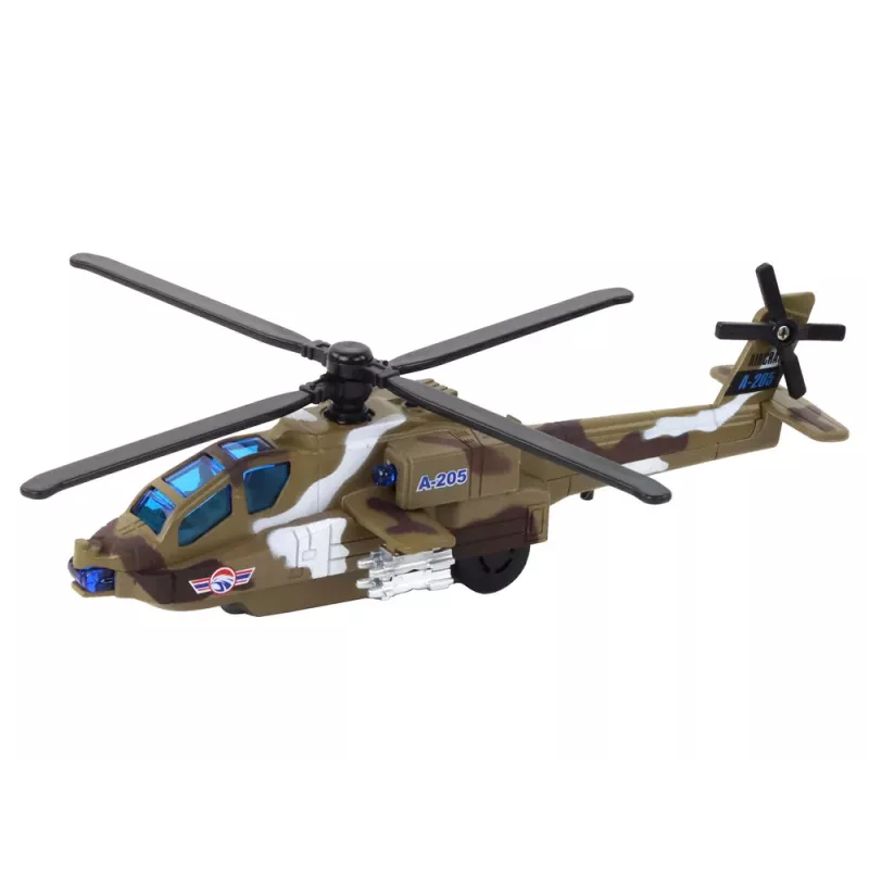 LEAN TOYS Militärhubschrauber aus Druckgussmetall mit Sound und Licht