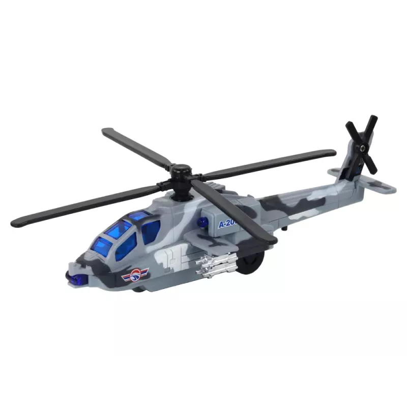 LEAN TOYS Militärhubschrauber aus Druckgussmetall mit Sound und Licht