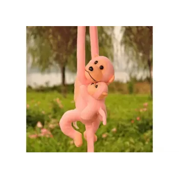 LEAN TOYS Maskottchen Plüschaffe mit Baby, Pink 90 cm