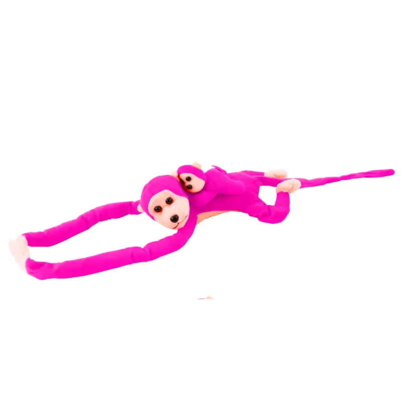LEAN TOYS Maskottchen Plüschaffe mit Baby, Dunkelrosa 90 cm