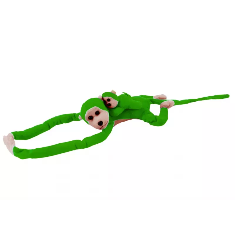 LEAN TOYS Maskottchen Plüschaffe mit Baby, Grün 90 cm