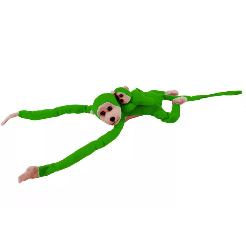 LEAN TOYS Maskottchen Plüschaffe mit Baby, Grün 90 cm