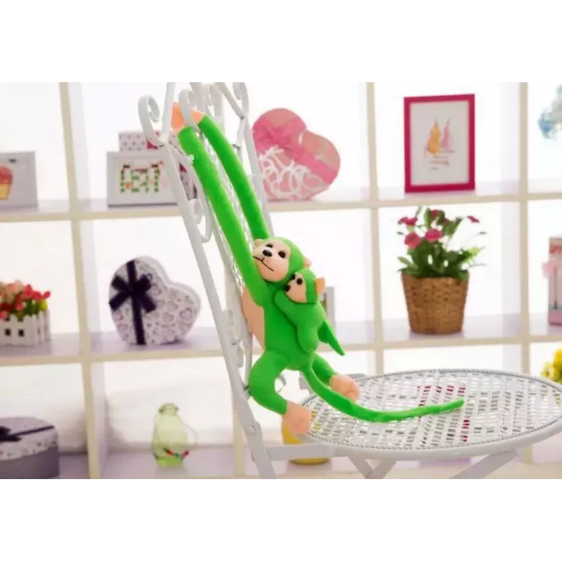 LEAN TOYS Maskottchen Plüschaffe mit Baby, Grün 90 cm