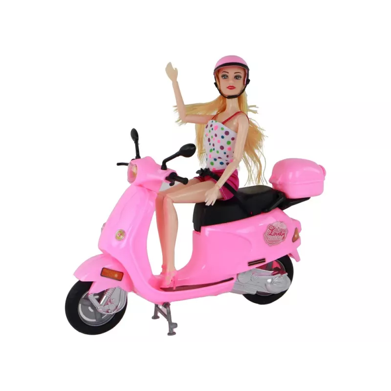 LEAN TOYS Puppe auf rosa Roller mit beweglichen Elementen