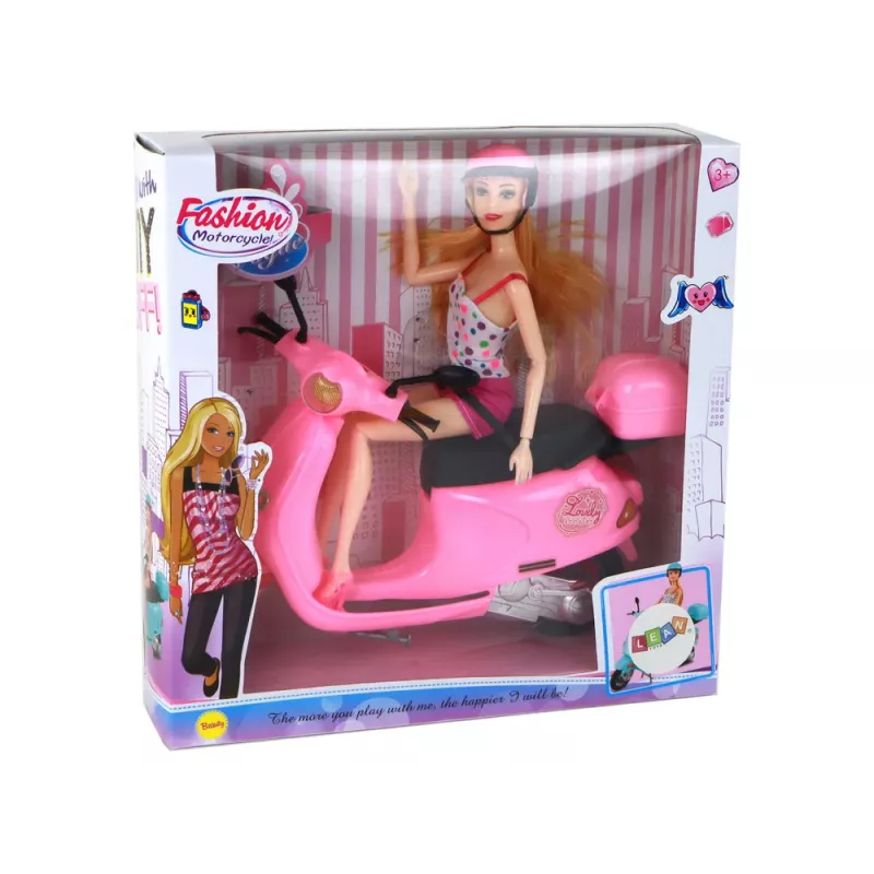 LEAN TOYS Puppe auf rosa Roller mit beweglichen Elementen