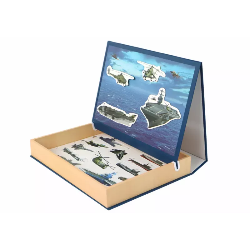 LEAN TOYS Pädagogisches Magnetpuzzle-Set - Militärschiff-Motiv, 30 Teile, Holz, ab 3 Jahren