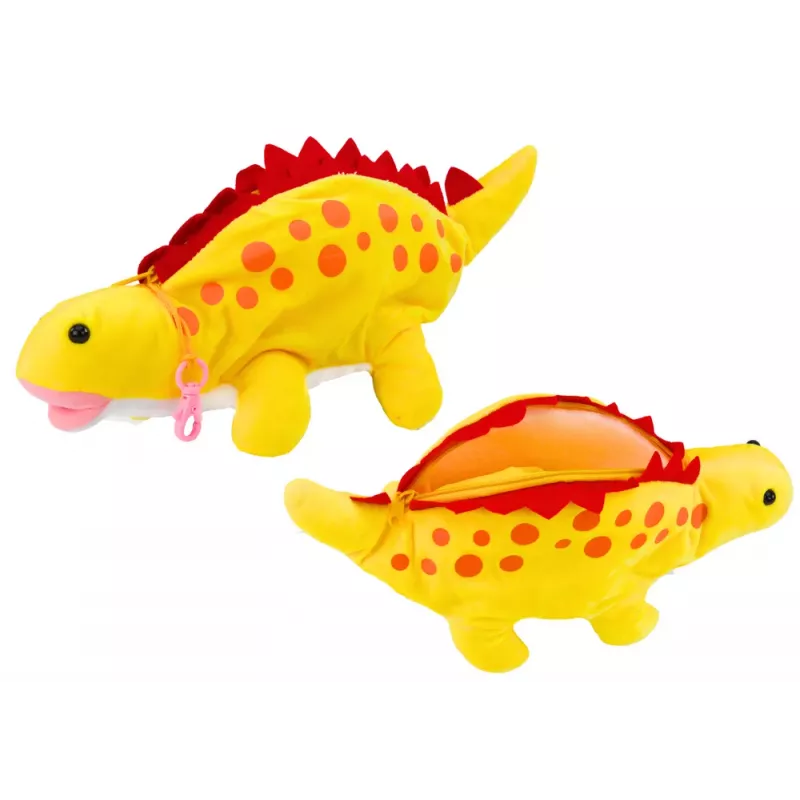 LEAN TOYS Plüsch-Dinosaurier Federmäppchen Aufbewahrungsbox Anhänger Gelb