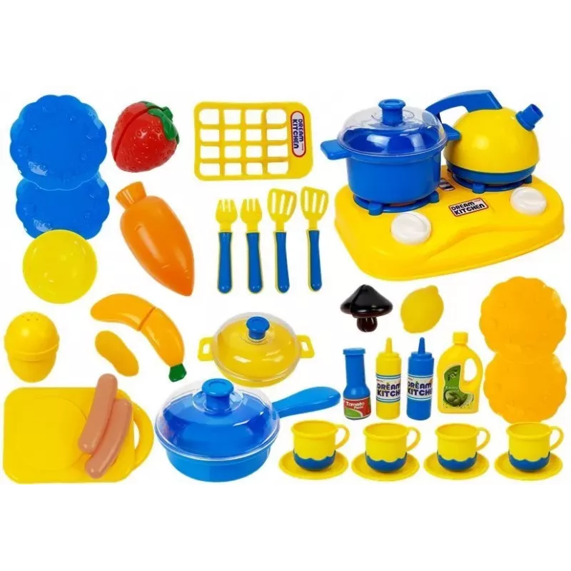 LEAN TOYS Set aus Kunststoffgeschirr für kleine Köche - 18-teiliges Spielküchenzubehör