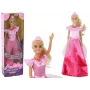 LEAN TOYS Kinderpuppe Anlily Prinzessin mit langen blonden Haaren, Tiara und rosa Kleid
